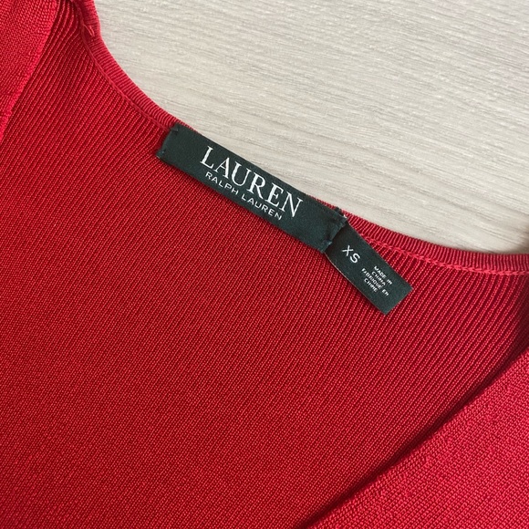 Red Midi Ralph Lauren Size XS Ribbed Sweater Dress - Picture 3 of 6